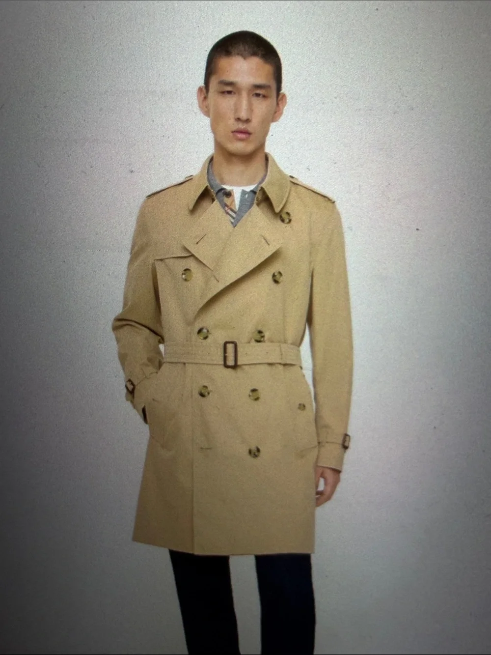 Burberry Taupe Double-Breasted Mid-length Kensington Trench Coat - Picture 8 of 10